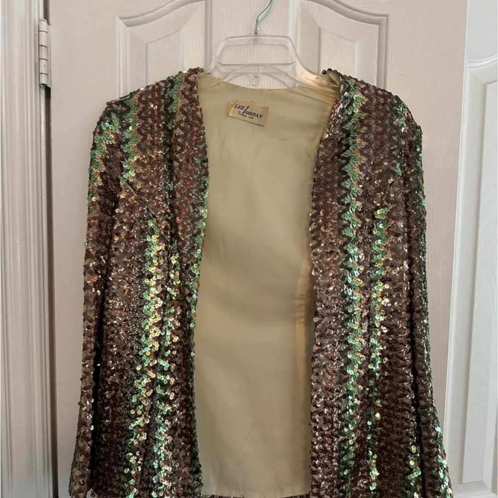 Jordan Sequin Blazer in Green and Brown